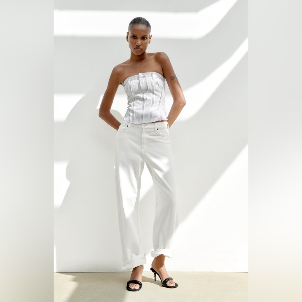 NWT ZARA METALLIC STRAPLESS TOP